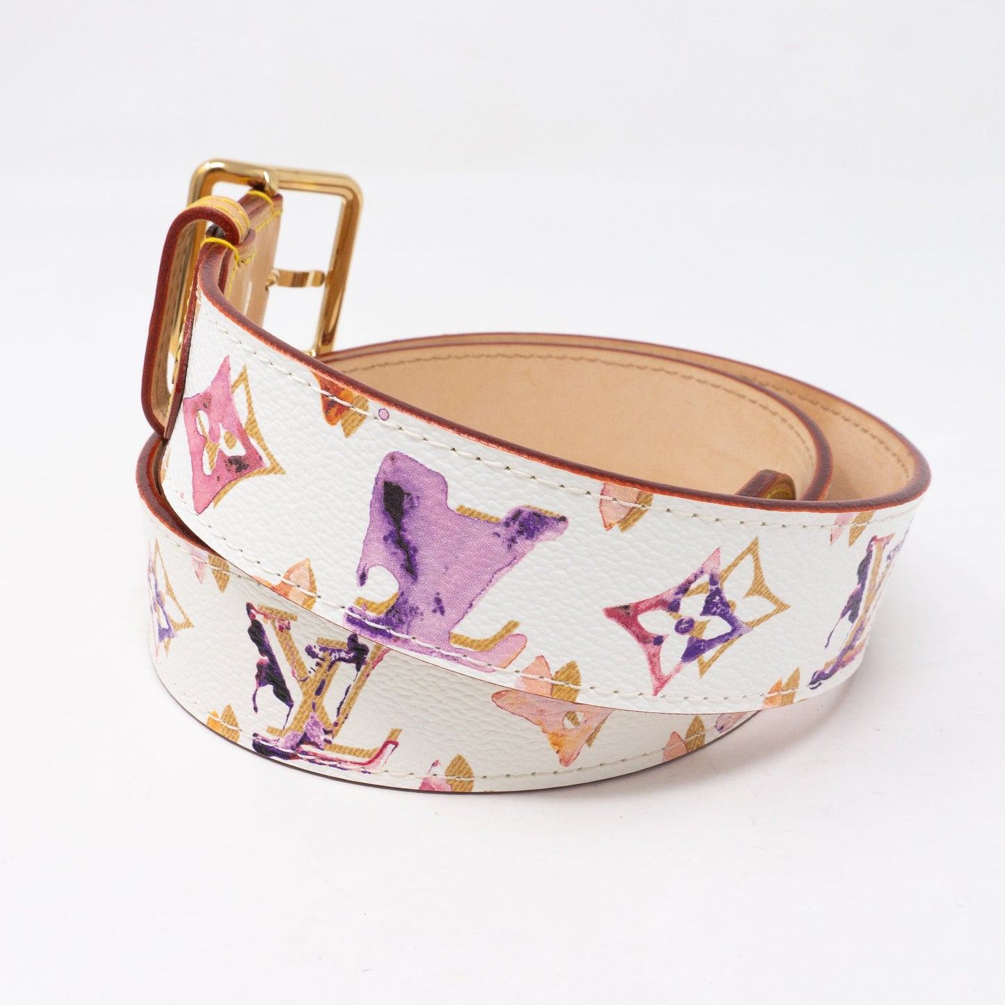 Louis-vuitton Watercolor Aquarelle White Belt 90 cm