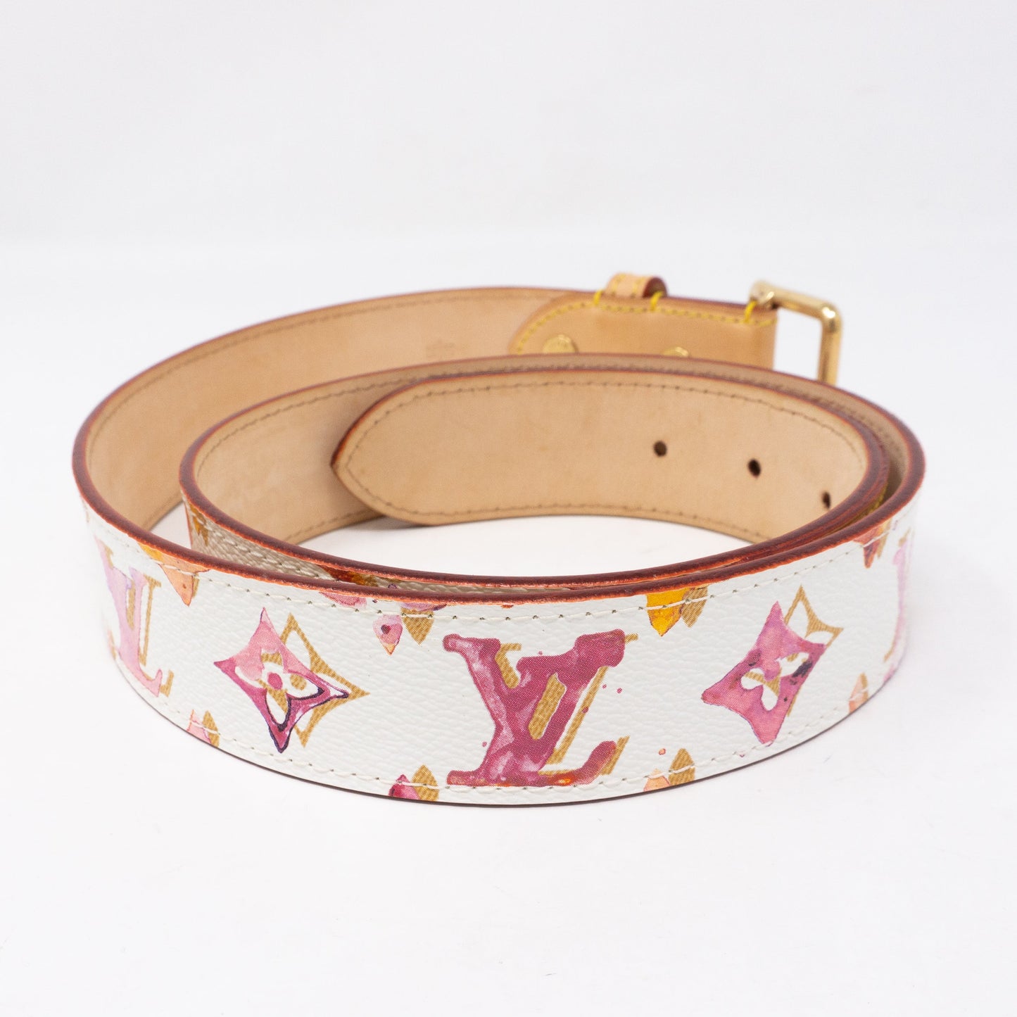 Louis-vuitton Watercolor Aquarelle White Belt 90 cm