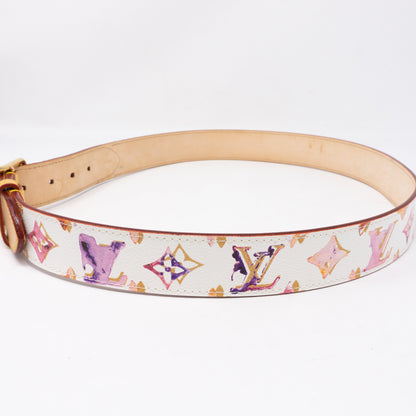Louis-vuitton Watercolor Aquarelle White Belt 90 cm