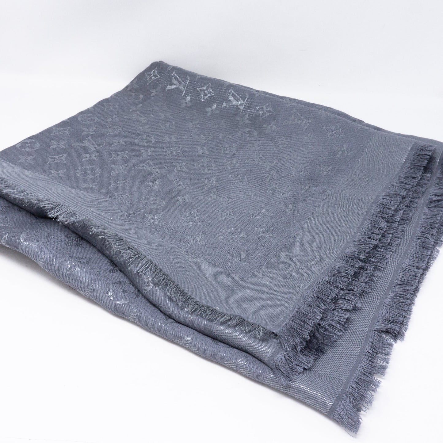 Louis-vuitton Monogram Shine Shawl Charcoal Gray