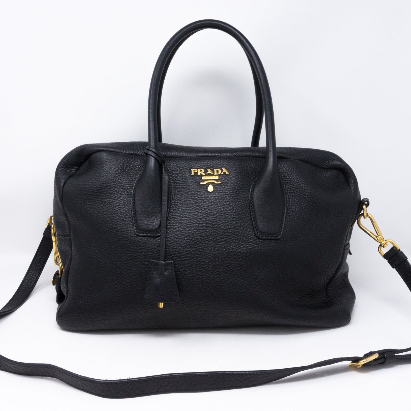 Two-way Handbag Black Leather