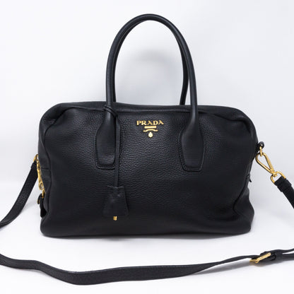 Two-way Handbag Black Leather