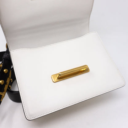 Cahier White Black Leather Bag