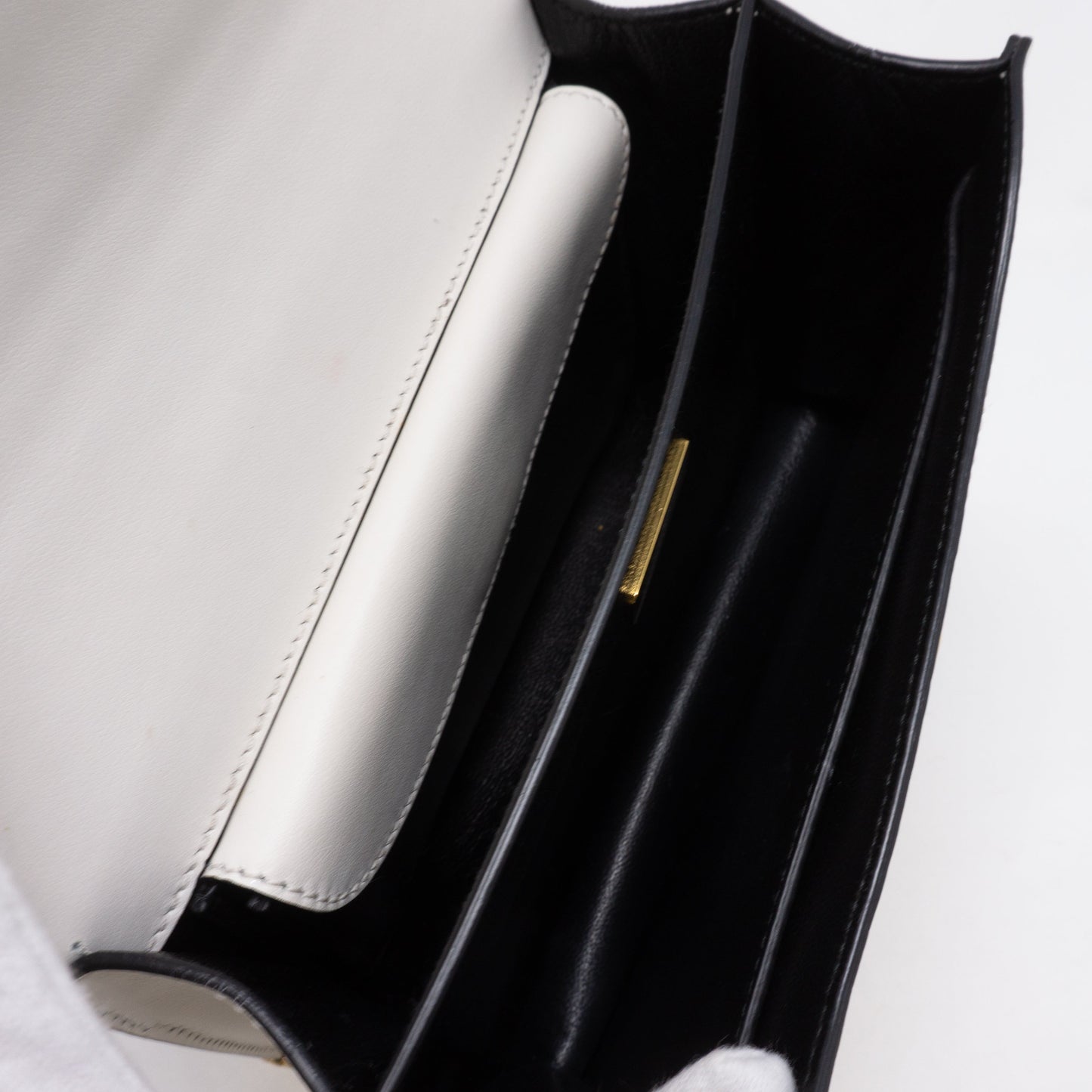 Cahier White Black Leather Bag
