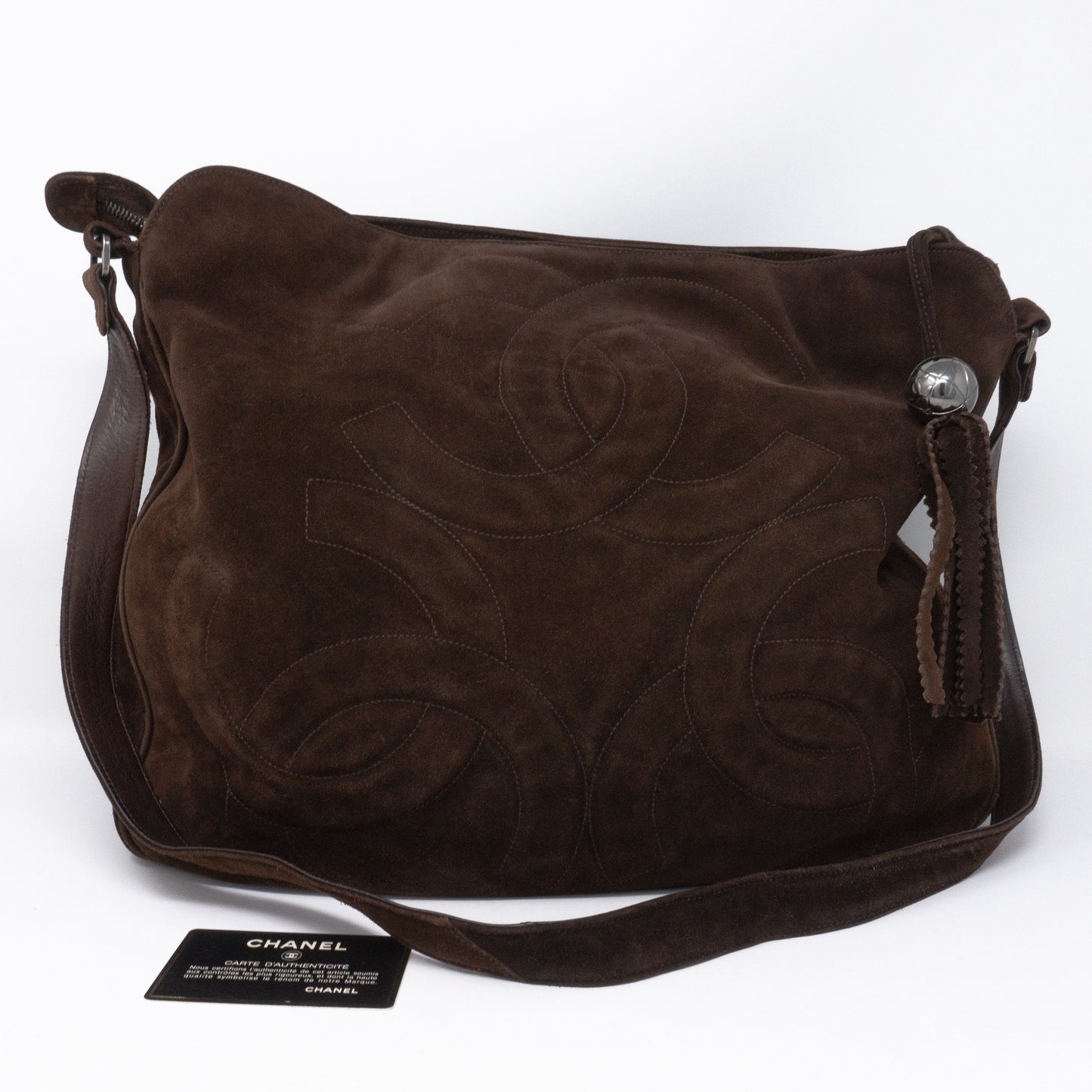 CC Tassel Shoulder Bag Brown Suede