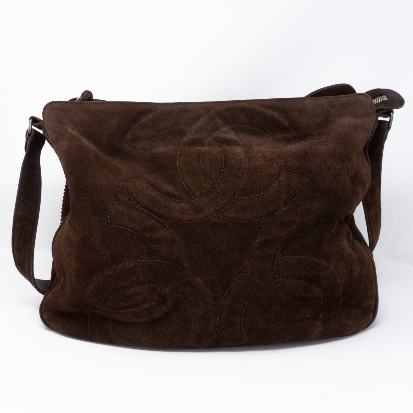CC Tassel Shoulder Bag Brown Suede