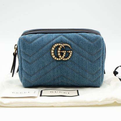 GG Marmont Cosmetic Case Denim