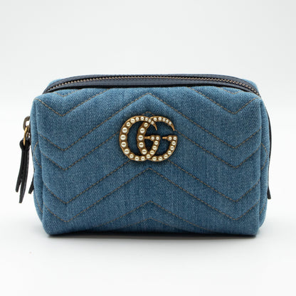 GG Marmont Cosmetic Case Denim