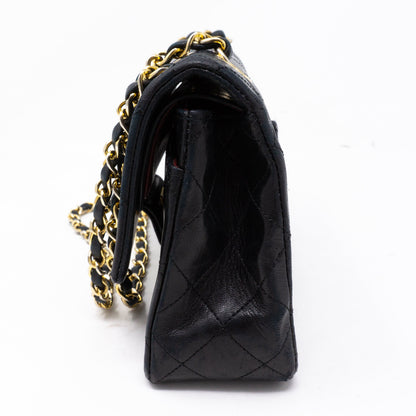 Classic Double Flap Small Black Gold