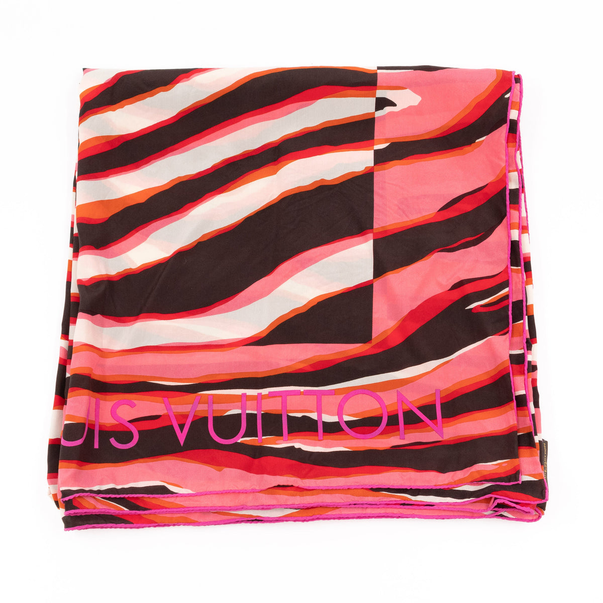Louis-vuitton Zebra Silk Square Scarf Pink