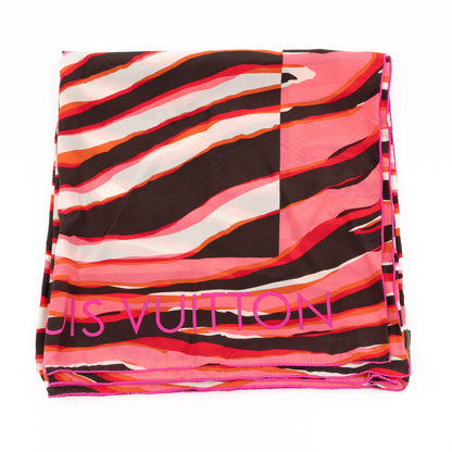 Louis-vuitton Zebra Silk Square Scarf Pink