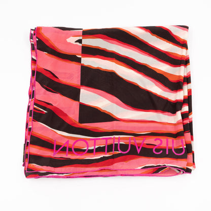 Louis-vuitton Zebra Silk Square Scarf Pink