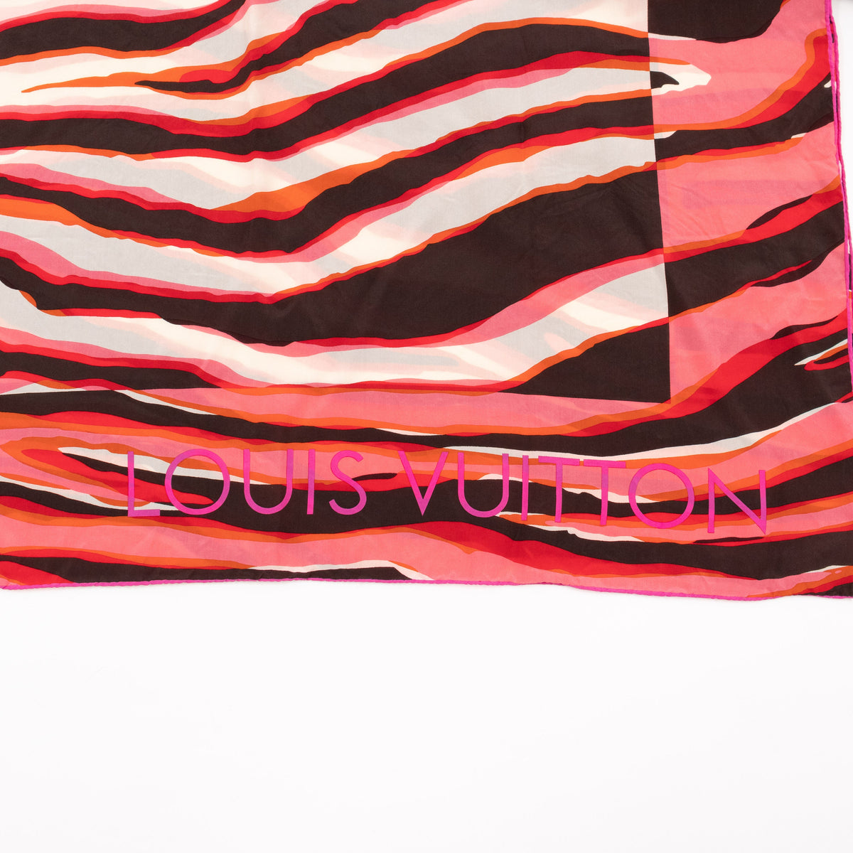 Louis-vuitton Zebra Silk Square Scarf Pink