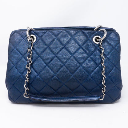 Quilted Shopping Tote Blue Caviar