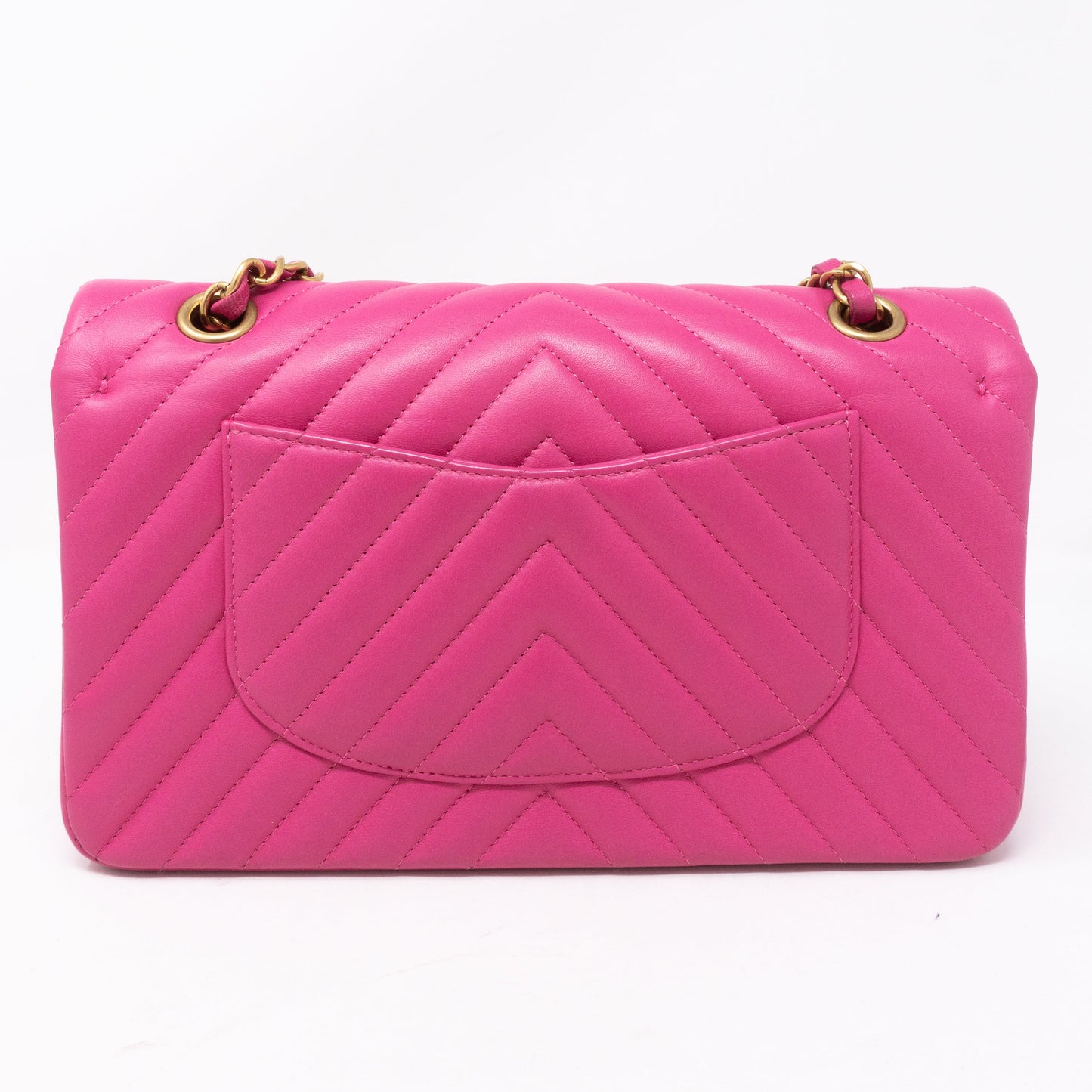 Classic Double Flap Medium Chevron Pink Gold