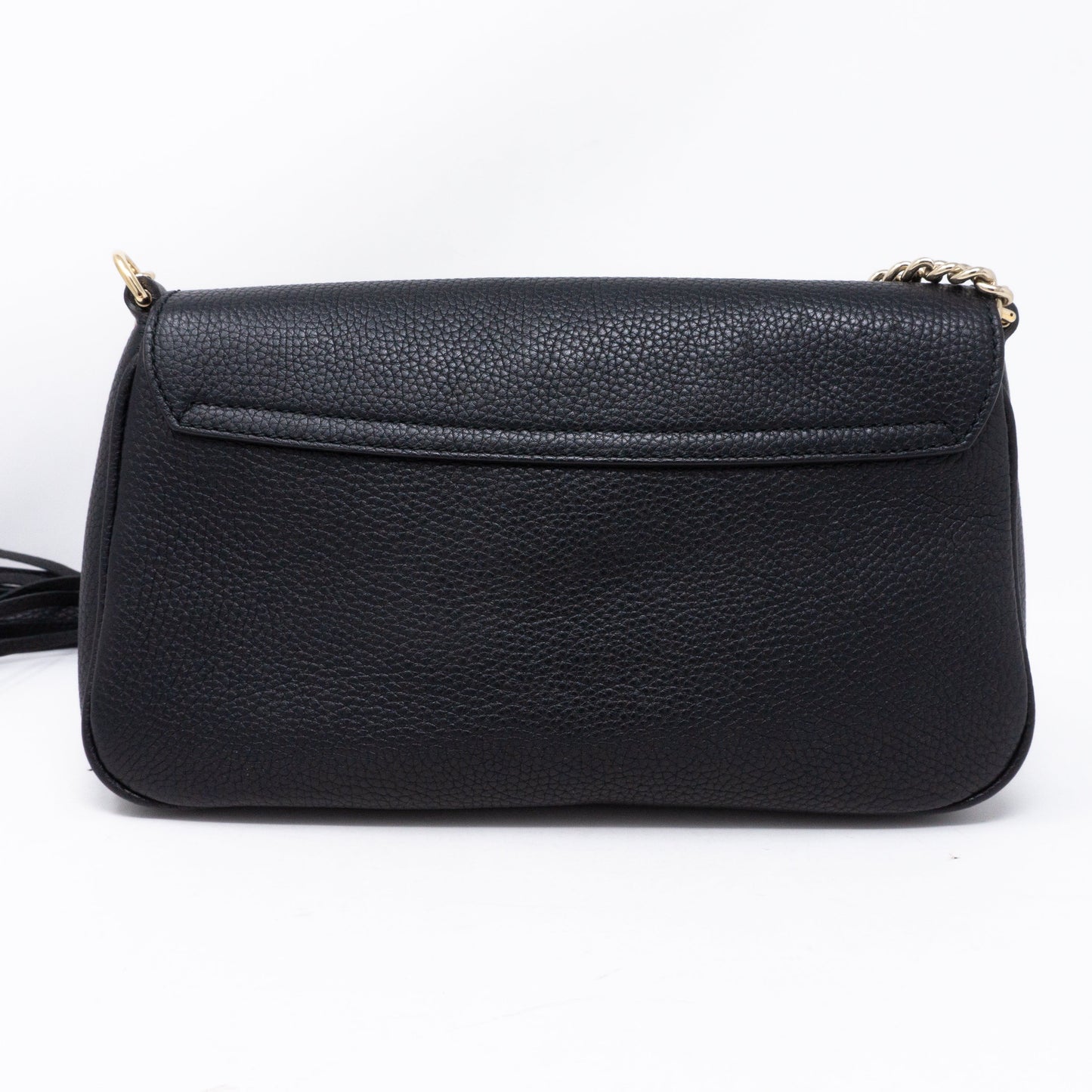 Soho Flap Chain Tassel Bag Black Leather