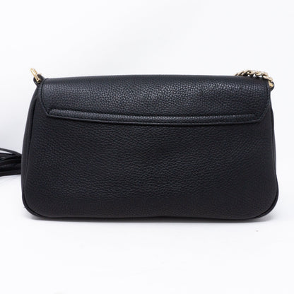 Soho Flap Chain Tassel Bag Black Leather