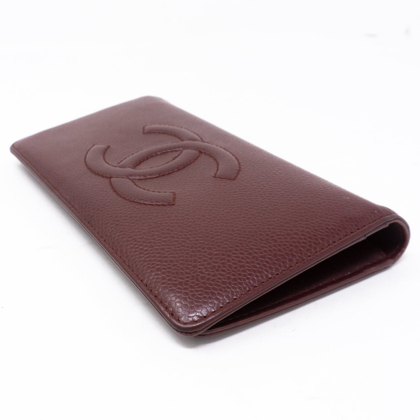 Classic Long Wallet Burgundy Caviar