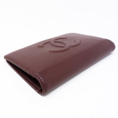 Classic Long Wallet Burgundy Caviar