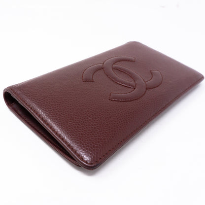 Classic Long Wallet Burgundy Caviar