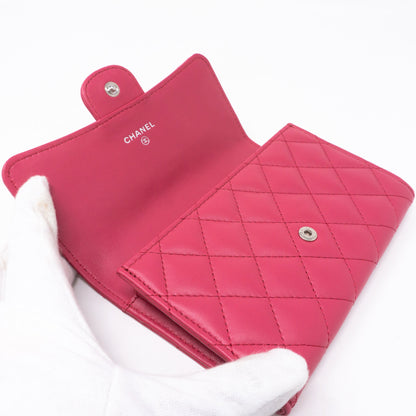 Medium Classic Flap Wallet Pink Leather