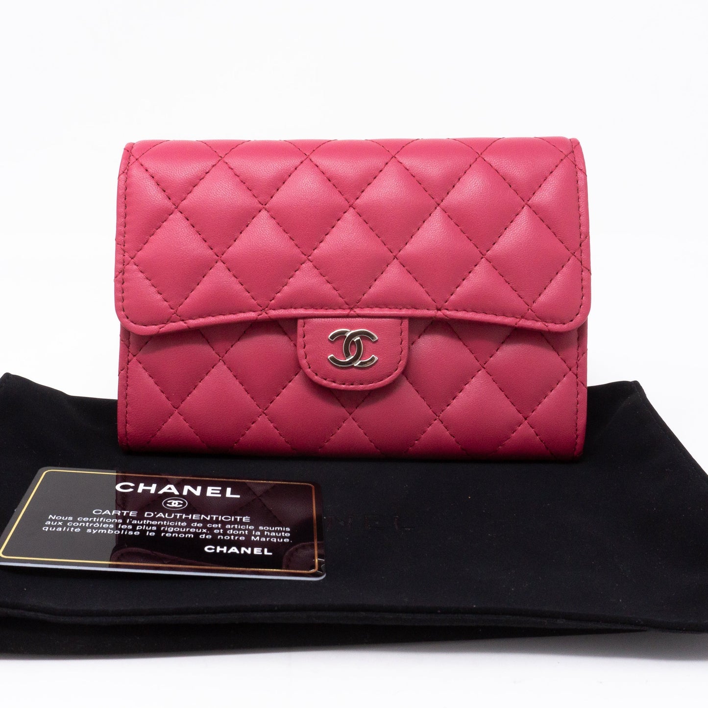 Medium Classic Flap Wallet Pink Leather