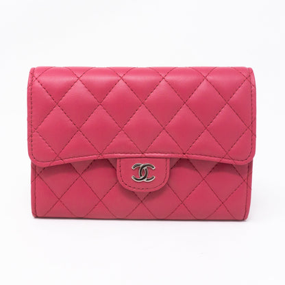 Medium Classic Flap Wallet Pink Leather