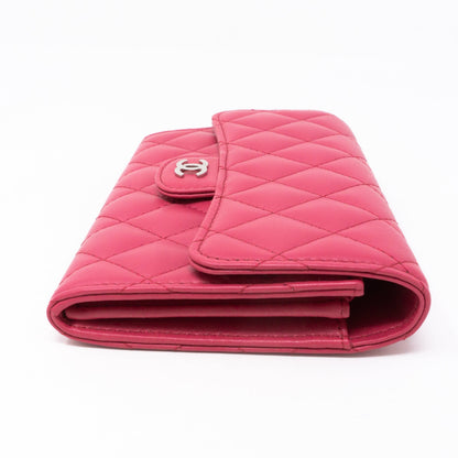 Medium Classic Flap Wallet Pink Leather