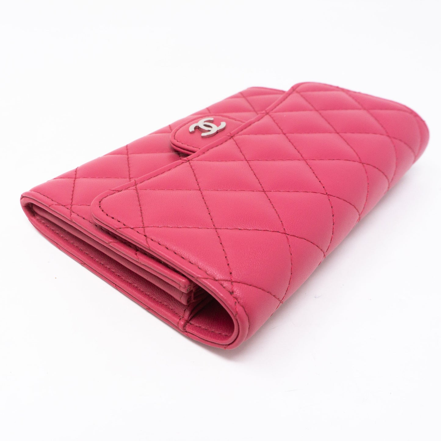 Medium Classic Flap Wallet Pink Leather