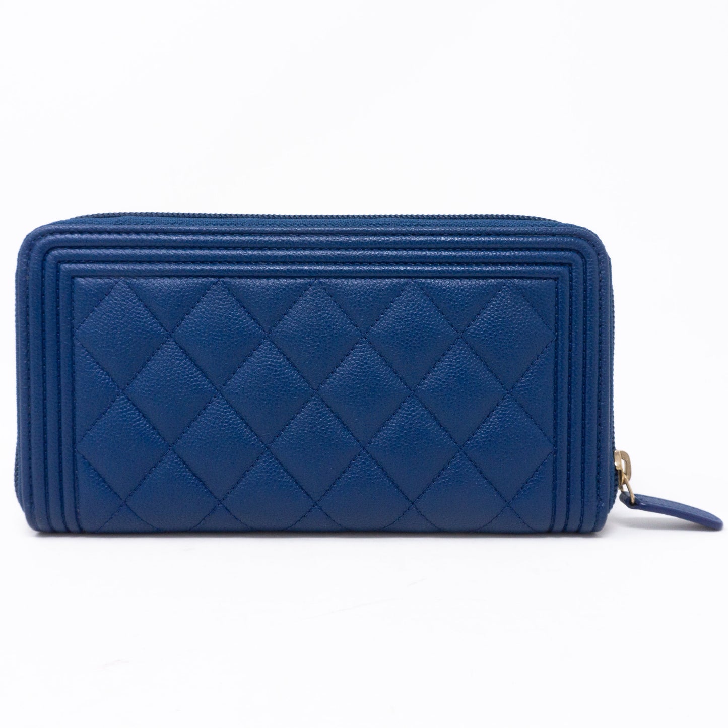 Boy Chanel Zip Around Wallet Blue Caviar