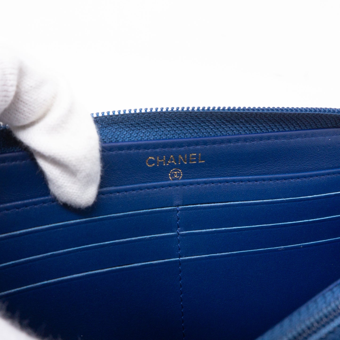 Boy Chanel Zip Around Wallet Blue Caviar