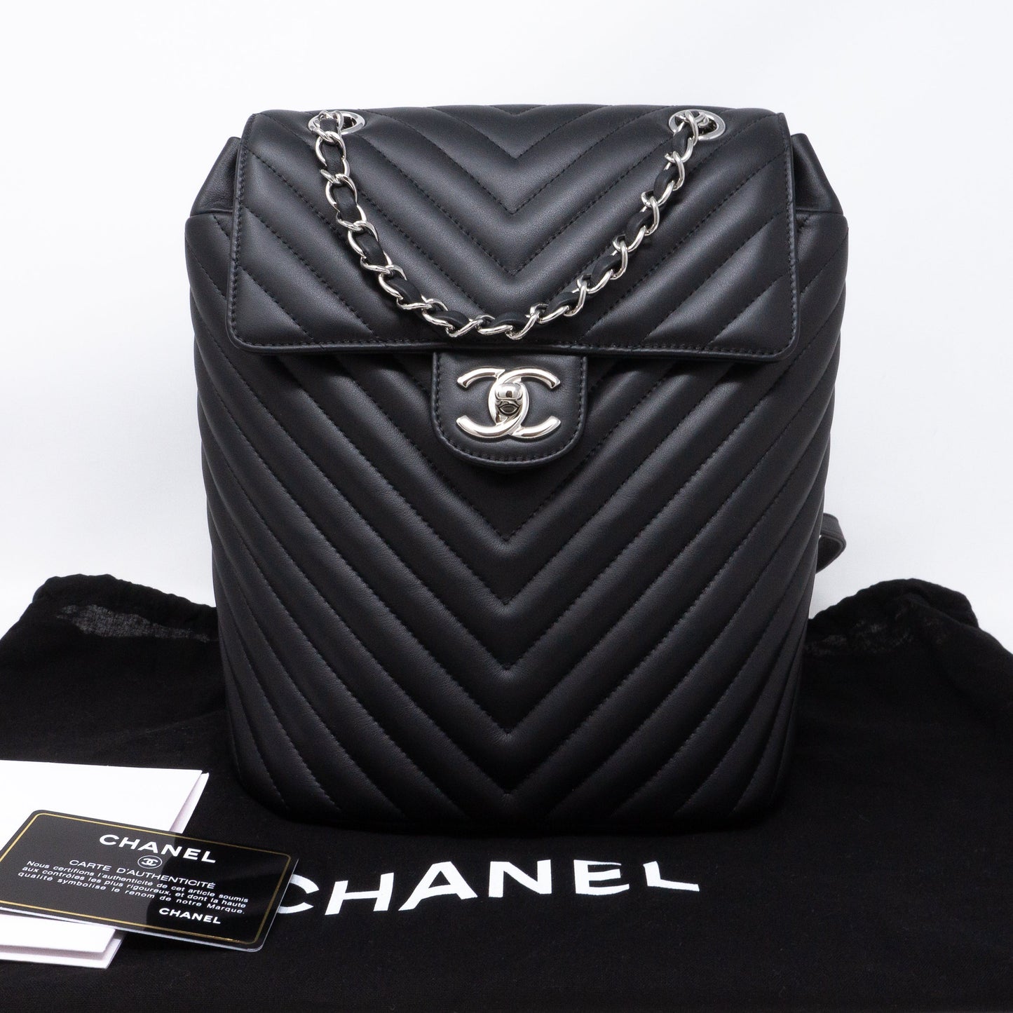 Urban Spirit Backpack Black Chevron Quilted Leather