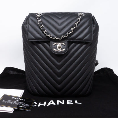 Urban Spirit Backpack Black Chevron Quilted Leather