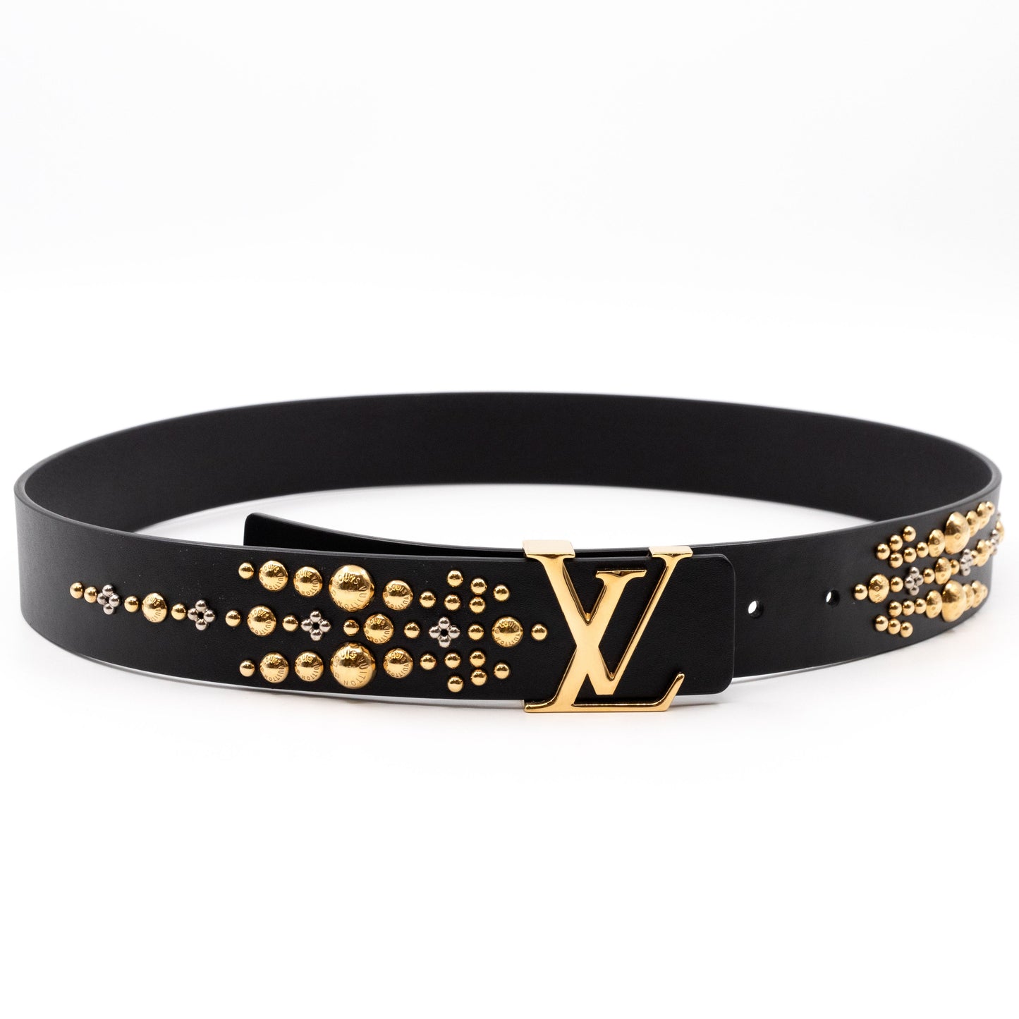 Louis-vuitton Initiales Studded Belt 85 cm Black Leather