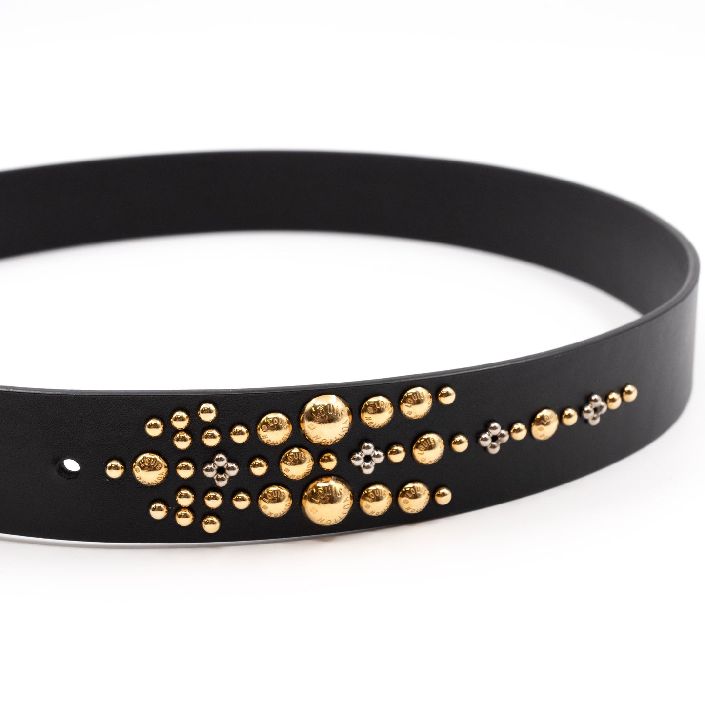 Louis-vuitton Initiales Studded Belt 85 cm Black Leather