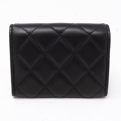 Classic Flap Card Case Large Black Lambskin