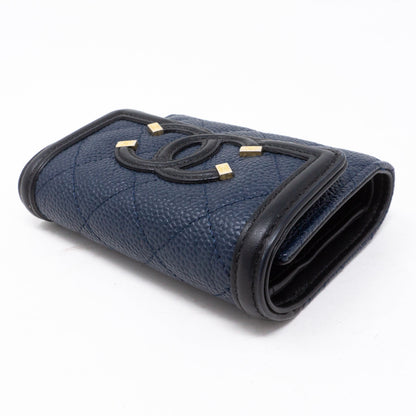 Compact Wallet CC Filigree Blue Caviar