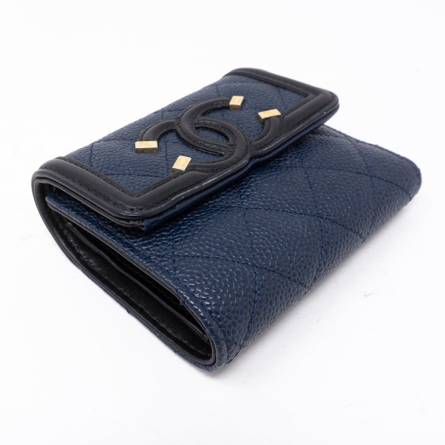 Compact Wallet CC Filigree Blue Caviar