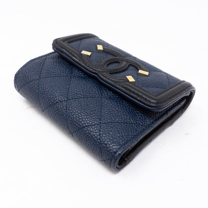 Compact Wallet CC Filigree Blue Caviar