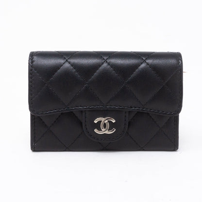 Classic Flap Card Case Black Lambskin