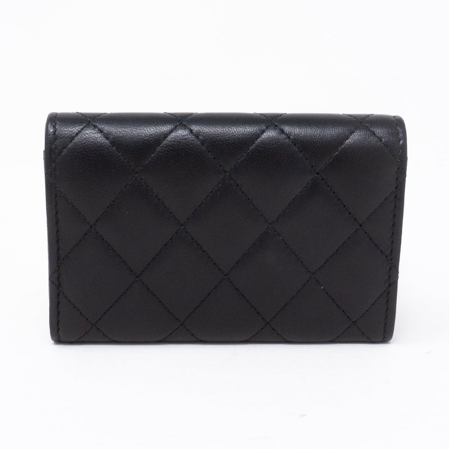 Classic Flap Card Case Black Lambskin