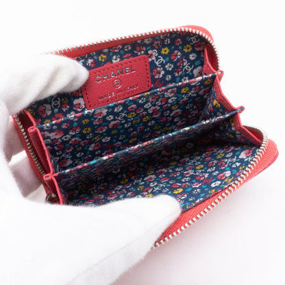 Zipped Coin Purse Lucky Clover Pink Leather