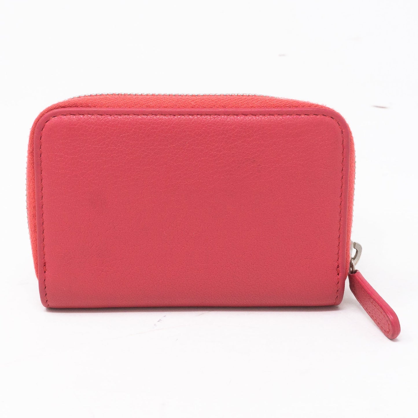 Zipped Coin Purse Lucky Clover Pink Leather