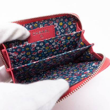 Zipped Coin Purse Lucky Clover Pink Leather