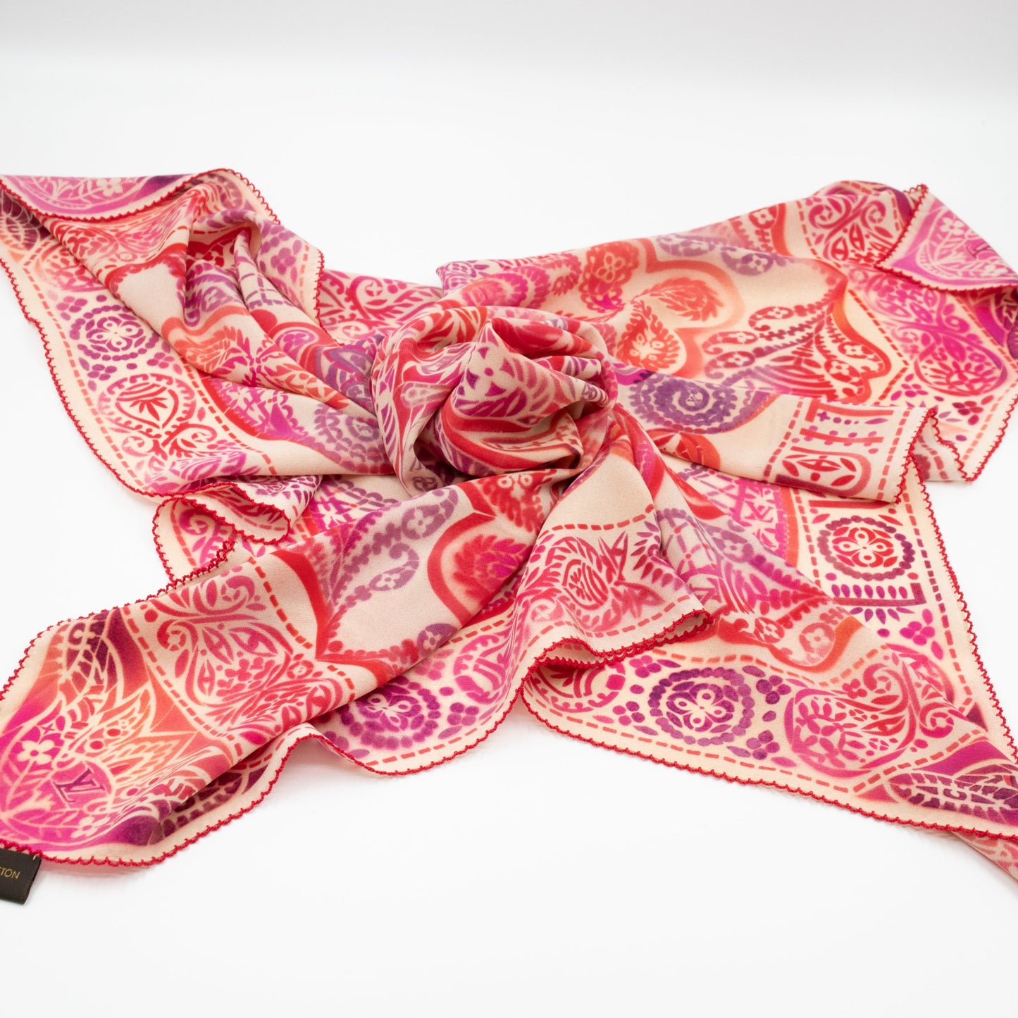 Louis-vuitton Lucky Paisley Silk Square Red