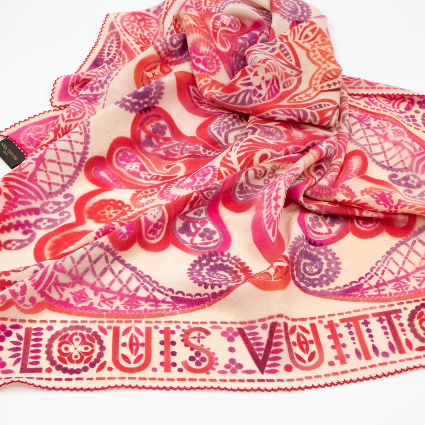 Louis-vuitton Lucky Paisley Silk Square Red