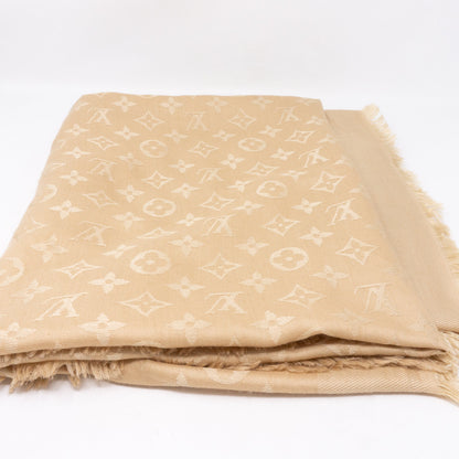Louis-vuitton Monogram Denim Shawl Beige