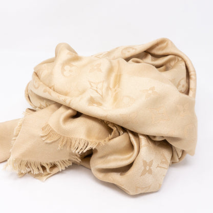 Louis-vuitton Monogram Denim Shawl Beige