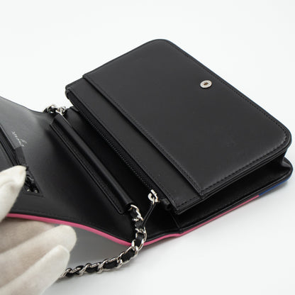 Classic Wallet On Chain Black Pastel Leather