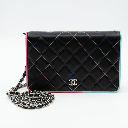 Classic Wallet On Chain Black Pastel Leather